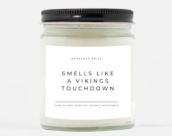Smells Like A Vikings Touchdown Candle | Hand Poured 9 oz. | Smells Like a Vikings Win Scented, Minnesota Football, Mancave Candle, Gameday