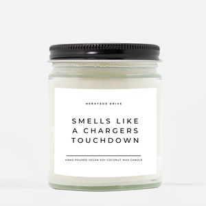 Smells Like A Chargers Touchdown Candle | Hand Poured 9 oz. | Smells Like a Chargers Win Scented Candle, Los Angeles, LA Chargers Gift NFL