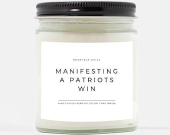 Manifesting A Patriots Win Candle | Hand Poured 9 oz. | Smells Like a Patriots Win Scented Candle, New England Football, Mancave Candle, NFL
