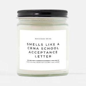 Vela con aroma a carta de aceptación de la escuela de enfermería (con aroma a anestesista) / Vertida a mano, 255 ml / Minimalista, Anuncio de la escuela de enfermería, Hygge, RN, BSN, UCI, DNP, APRNS