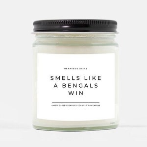 Smells Like A Bengals Win Candle | Hand Poured 9 oz. | Cincinnati Football, Mancave NFL Gift, Sundey Football, Who Dey NFL, Bengals Football