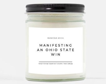 Manifesting An Ohio State Win Candle | Hand Poured 9 oz. | Bills Gift Football Gift, Sports Gift Candle, Super Bowl, NFL candle, NFL sports