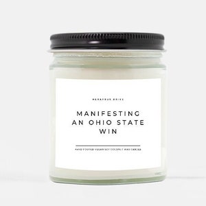 Manifesting An Ohio State Win Candle | Hand Poured 9 oz. | Bills Gift Football Gift, Sports Gift Candle, Super Bowl, NFL candle, NFL sports