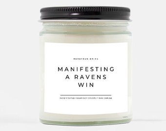 Manifesting A Ravens Win Candle | Hand Poured 9 oz. | Smells Like A Ravens Win Scented Candle, Football Gift, NFL Candle, Baltimore, Sports
