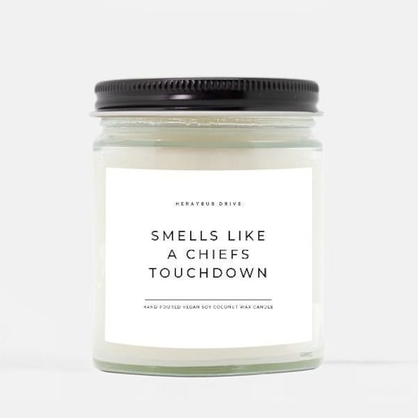 Vela con aroma a touchdown de los Chiefs / Vertida a mano, 255 ml / Vela deportiva de regalo, Vela perfumada con aroma a victoria de los Chiefs, Regalos de Kansas City