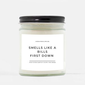 Smells Like A Bills First Down Candle | Hand Poured 9 oz. | Bills Gift Football Gift, Sports Gift Candle, Super Bowl, NFL Candle, NFL Sports