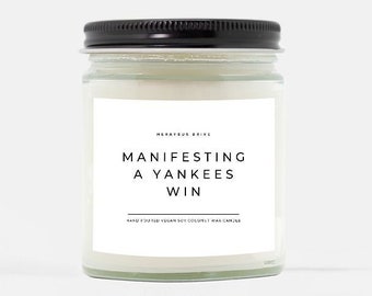 Manifesting A Yankees Win Candle | Hand Poured 9 oz. | MLB Gift Football Gift, Sports Gift Candle, Sports Gift, Baseball Gift, Smells Like