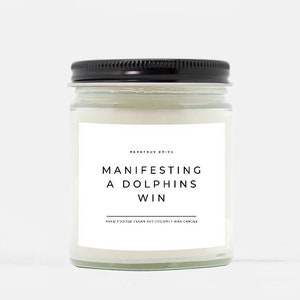 Manifesting A Dolphins Win Candle | Hand Poured 9 oz. | Smells Like A Dolphins Win Scented Candle, Miami, Cornerbacks, Running Backs, NFL