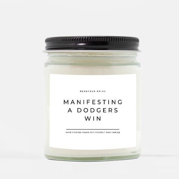 Manifesting A Dodgers Win Candle | Hand Poured 9 oz. | Smells Like A Dodgers Win Scented Candle, Los Angeles, MLB, World Series Championship
