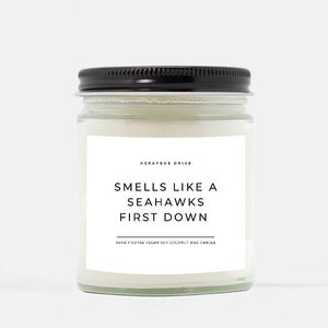 Riecht nach einer Seahawks First Down Kerze | Handgegossen 9 oz. | Sportgeschenk-Kerze, riecht nach einer Seahawks Win-Duftkerze, Panelle, NFL