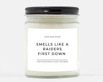 Smells Like A Raiders First Down Candle | Hand Poured 9 oz. | Sports Gift Candle, Smells Like A Raiders Win Scented Candle, Las Vegas, NFL