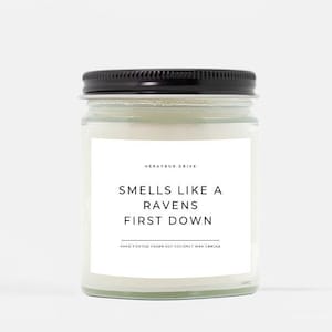 Smells Like A Ravens First Down Candle | Hand Poured 9 oz. | Smells Like A Ravens Win Scented Candle,  NFL Football Gift, Baltimore Football