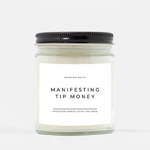 Manifesting Tip Money Candle | Hand Poured 9 oz. | Waitress Gift, Funny Bartender Gift, Barmaid, Barman, Tip Recklessly, Hostess Gift, Club