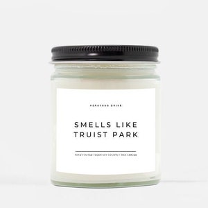 Smells Like Truist Park Candle | Hand Poured 9 oz. | Atlanta Braves Baseball, Atlanta Georgia Baseball, Braves Stadium, MLB Braves Fan Gift