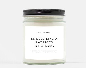 Smells Like A Patriots 1st & Goal Candle | Hand Poured 9 oz. | Smells Like a Patriots Win Scented, New England Football, Mancave Candle, NFL