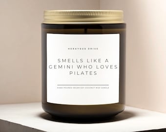 Smells Like A Gemini Who Loves Pilates Candle | Hand Poured 9 oz. | Minimal, Pilates Studio Decor,Pilates Gift, Reformer, Pilates Instructor