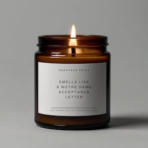 Carta de aceptación con olor a Notre Dame / Vertido a mano, 9 oz. / Minimalista, anuncio universitario, regalo para estudiantes, regalo decorativo para fiesta en la cama