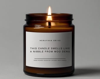 Smells Like A Nibble From Moo Deng | Hand Poured 9 oz. | Moo Deng Baby Hippotamus Scented Candle, Thailand, Cute Pygmy Hippo, MooDeng, Funny