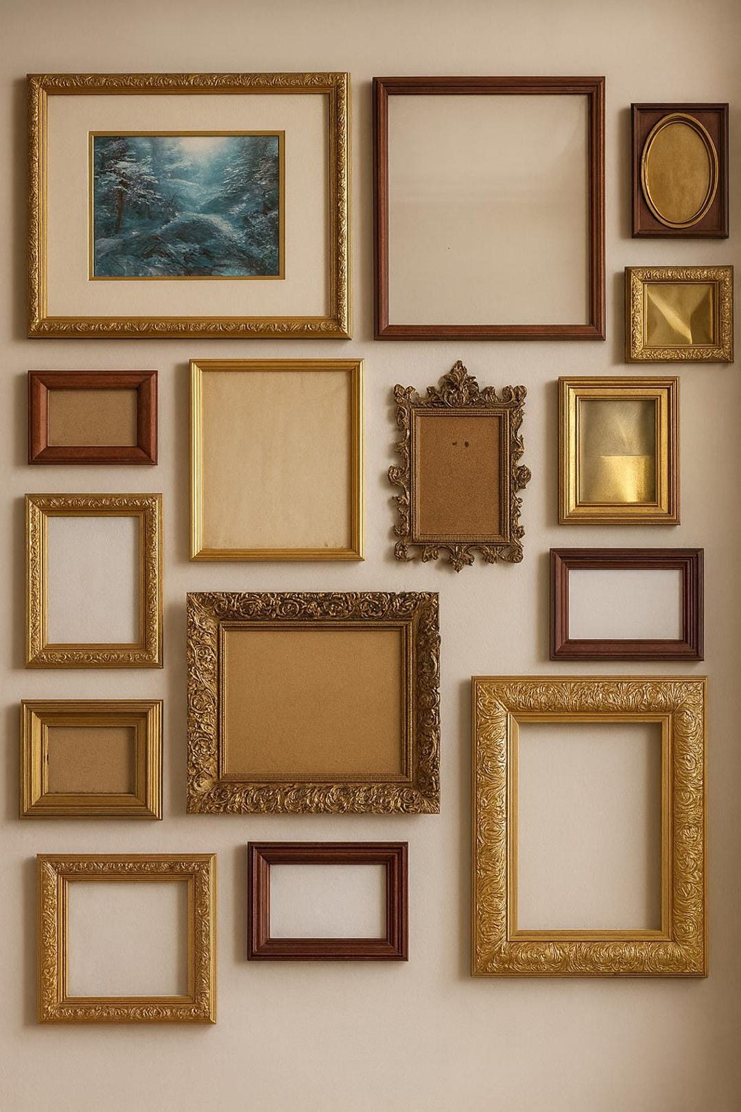 Mixed Vintage Frames | Curated Gallery Wall Set | Ornate Gold Frames | Silver & Wood Frames | Unique Preloved Picture Frame Collection