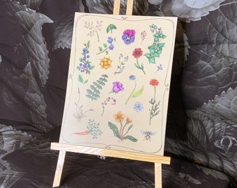 Poster Flowers handmade design print brown spring nature garden gardening plant relaxation home office wall hanging living bedroom outside