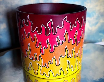 Medium pot cover fire flame red orange yellow hot wheels plant garden gardening interior decoration gift maximalism cartoon home decor