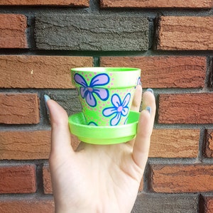 Small Flower Planter Pot garden gardening handmade green pink purple succulent cactus decoration home decor house nature living room