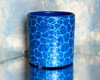 Large blue flower pot ocean sea water wave plant garden gardening interior decoration home decor gift office handmade kitchen living room