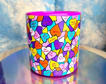 Large pot Valentine's Day candy heart message Conversation Heart pastel gift plants February love couple in love decoration garden