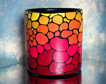Large red orange yellow gradient rock planter home decor interior handmade maximalism plant gardening garden office living room kitchen