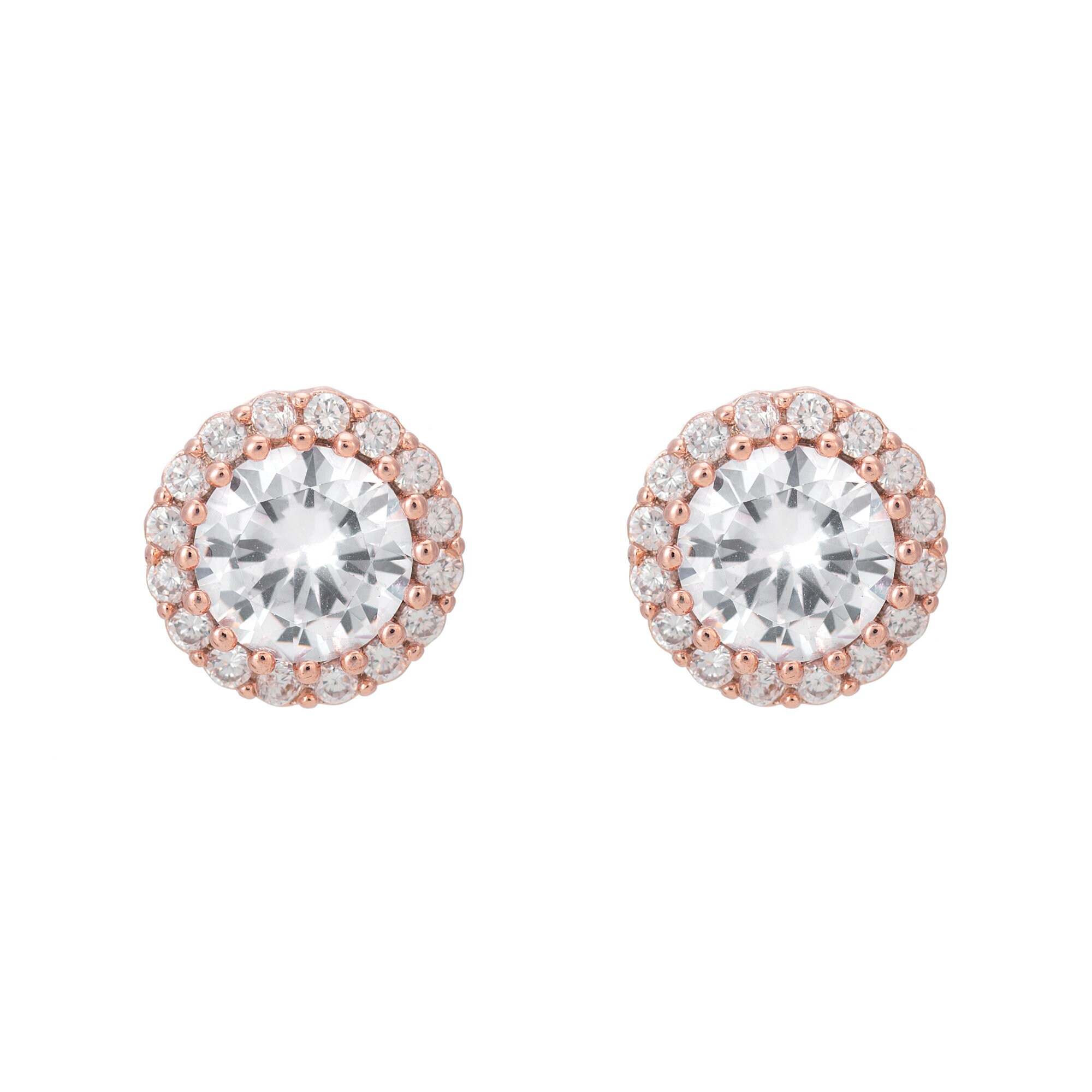 Pave Crystal Classical Earrings Rose Gold Etsy