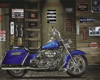 Harley Davidson Print, Harley Poster, Harley Garage Print, Canvas Print, Acrylic Image