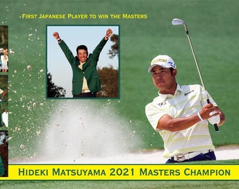 Hideki Matsuyama Print, Golf Poster, Masters Champion 2021, Canvas Print, Acrylic Image