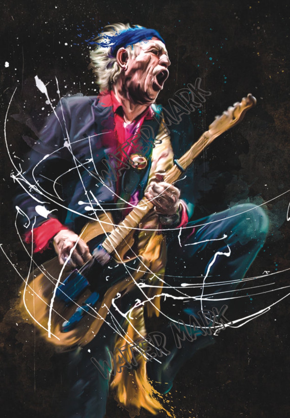 Keith Richards Print, Rolling Stones, Paper Poster, Rolled Canvas, Acrylic - Etsy