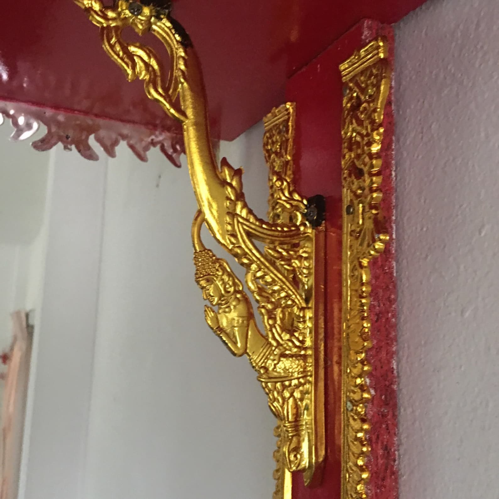 Wood Buddha Shelf Wall Buddhist Display Vintage Gold Red | Etsy