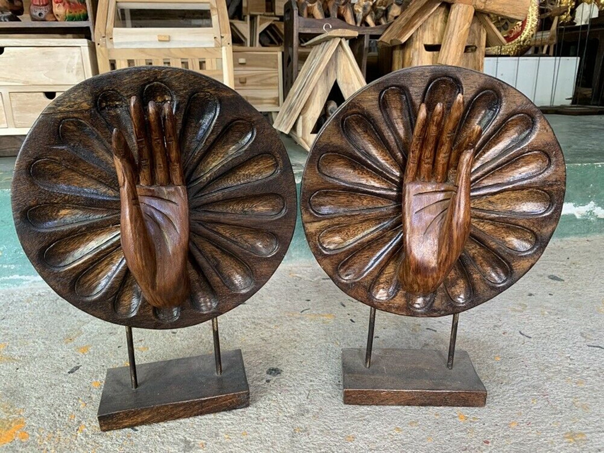 2x Kunst Hand geschnitzt Holz Thai Vintage Handarbeit Stand | Etsy