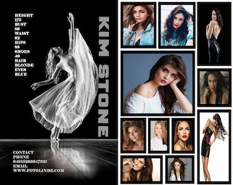 Modeling Comp Card Template | Sedcart  Photoshop, pdf & ms word Template | Instant download