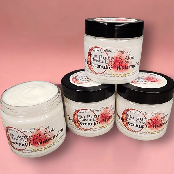 Fresh Coconut & Watermelon Body Cream. Shea Butter and Aloe Moisturizing Body Lotion 8oz