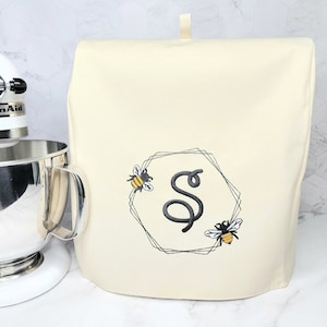 Personalized Embroidered Stand Mixer Full Cover. Bee Monogram
