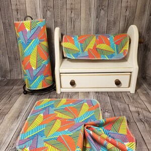 Bright Leaves. Set of 25 Flannel Reusable Paper Towels (24 Towels + 1 Mesh Insert) Zero Waste. 1 Ply
