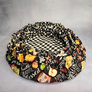 Reversible  Bowl Covers -Set of 3. Reusable, Washable, 100% Cotton. APPLE FESTIVAL