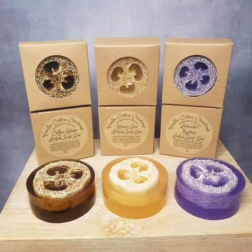 Scrubby Loofah Soap Bar. Exfoliating Scented Loofah Soaps Etsy