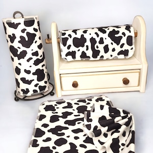 Cow Print. Set of 25 Flannel Reusable Paper Towels(24 Towels + 1 Mesh Insert) Zero Waste. 1 Ply