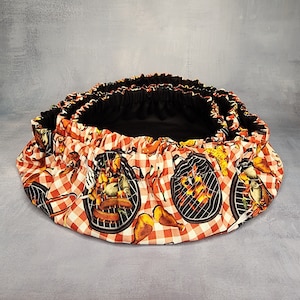 Reversible  Bowl Covers -Set of 3. Reusable, Washable, 100% Cotton. BACKYARD BBQ