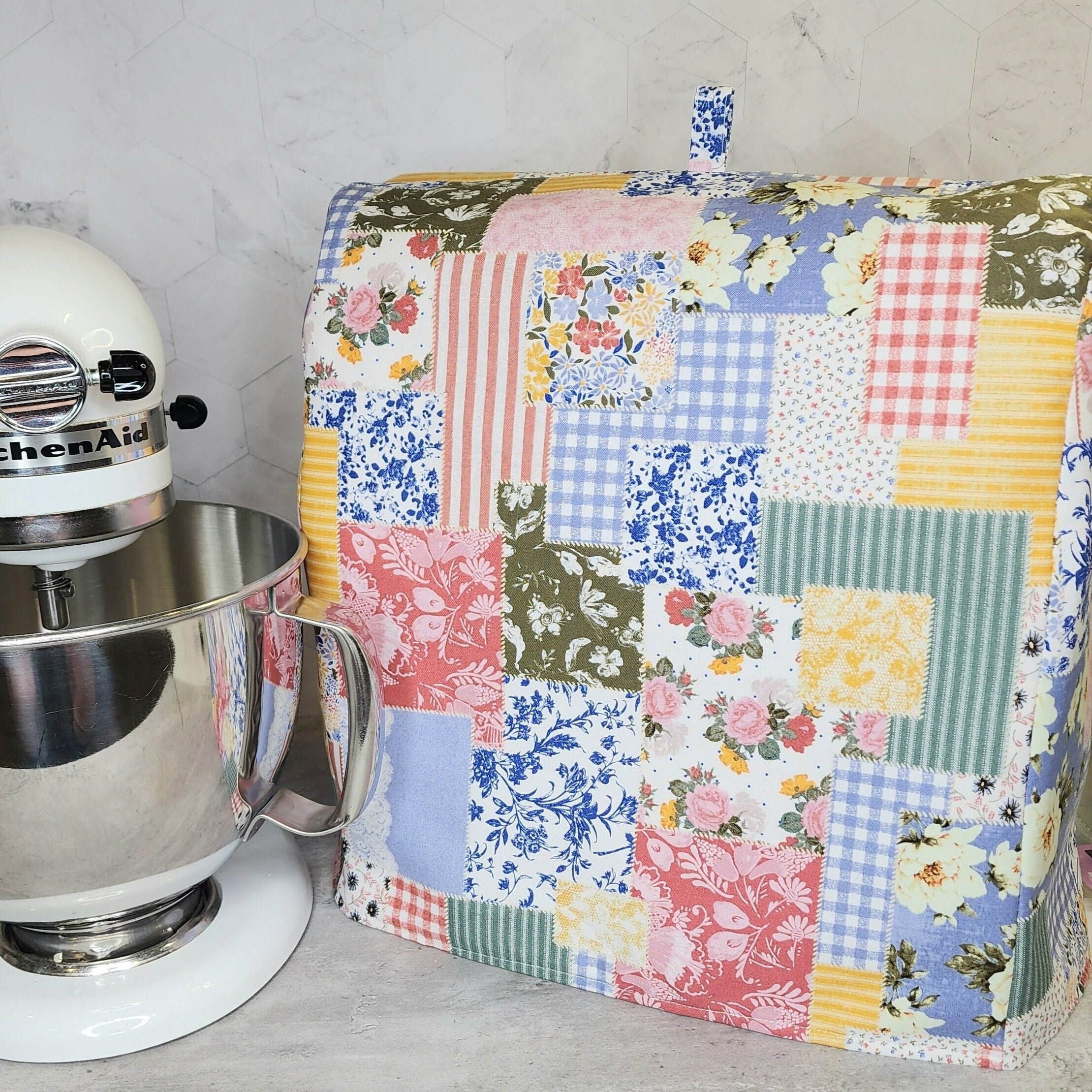 Quilted Embroidered Kitchen Aid Artisan Stand Mixer Cover tilt