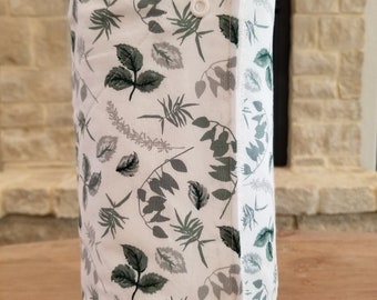 Leaves/Green and Gray. Reusable Paper Towel Roll With Snaps. Paperless Towels. Zero Waste. (set of 12)