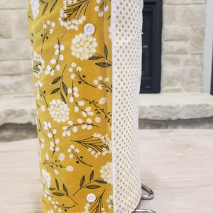 Reusable Paper Towel Roll With Snaps. Paperless Towels. Zero Waste. Mustard Yellow Cotton Blooms & Dots (set of 12)