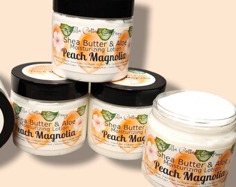 Peach Magnolia Body Cream. Shea Butter and Aloe Moisturizing Body Lotion 8oz