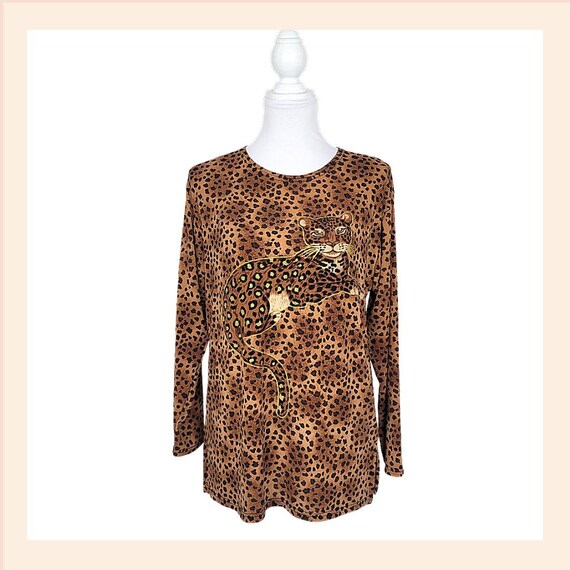 Vintage Leopard Cheetah Blouse Large