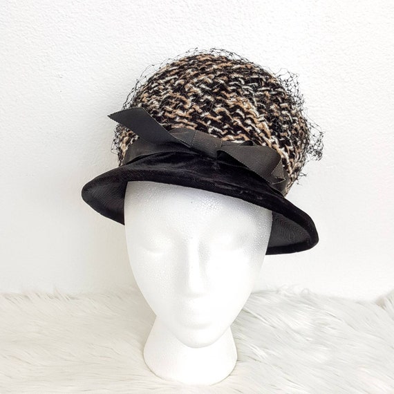 Vintage Black Fishnet Velvet Women's Hat