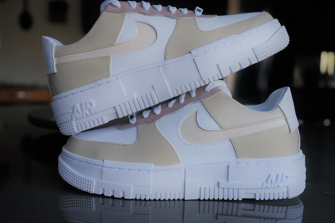 custom nike air force 1 beige neutral colors